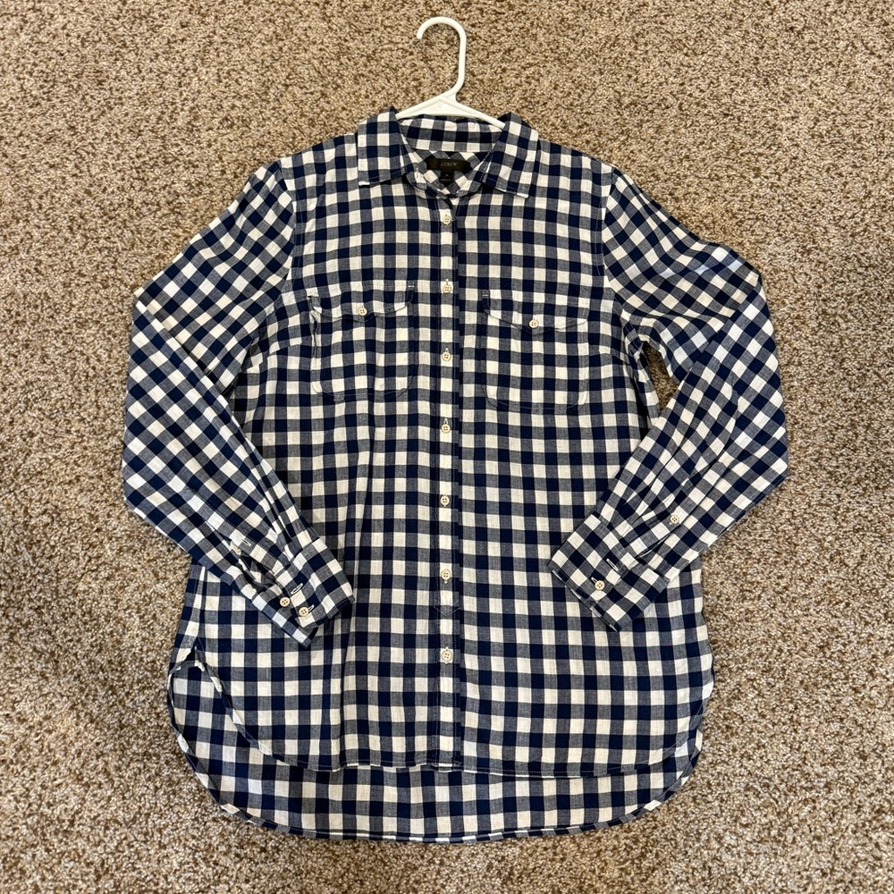 J. Crew Blue and White Checkered Button Down Shirt
